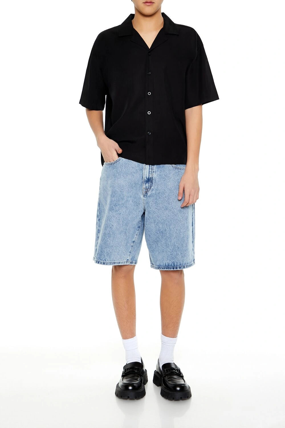 Forever21 -Mid-Rise Denim Baggy Shorts-Men-sold bt FIG