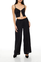Forever21 -Wide-Leg Pinstriped Pants-Women-sold bt FIG
