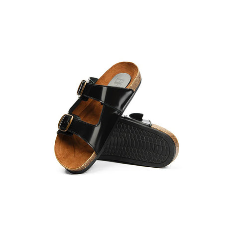 Brio - Buckle  Natural Leather Slippers