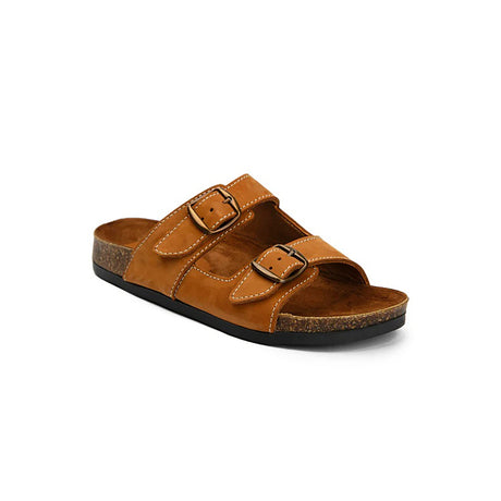 Brio - Buckle  Natural Leather Slippers