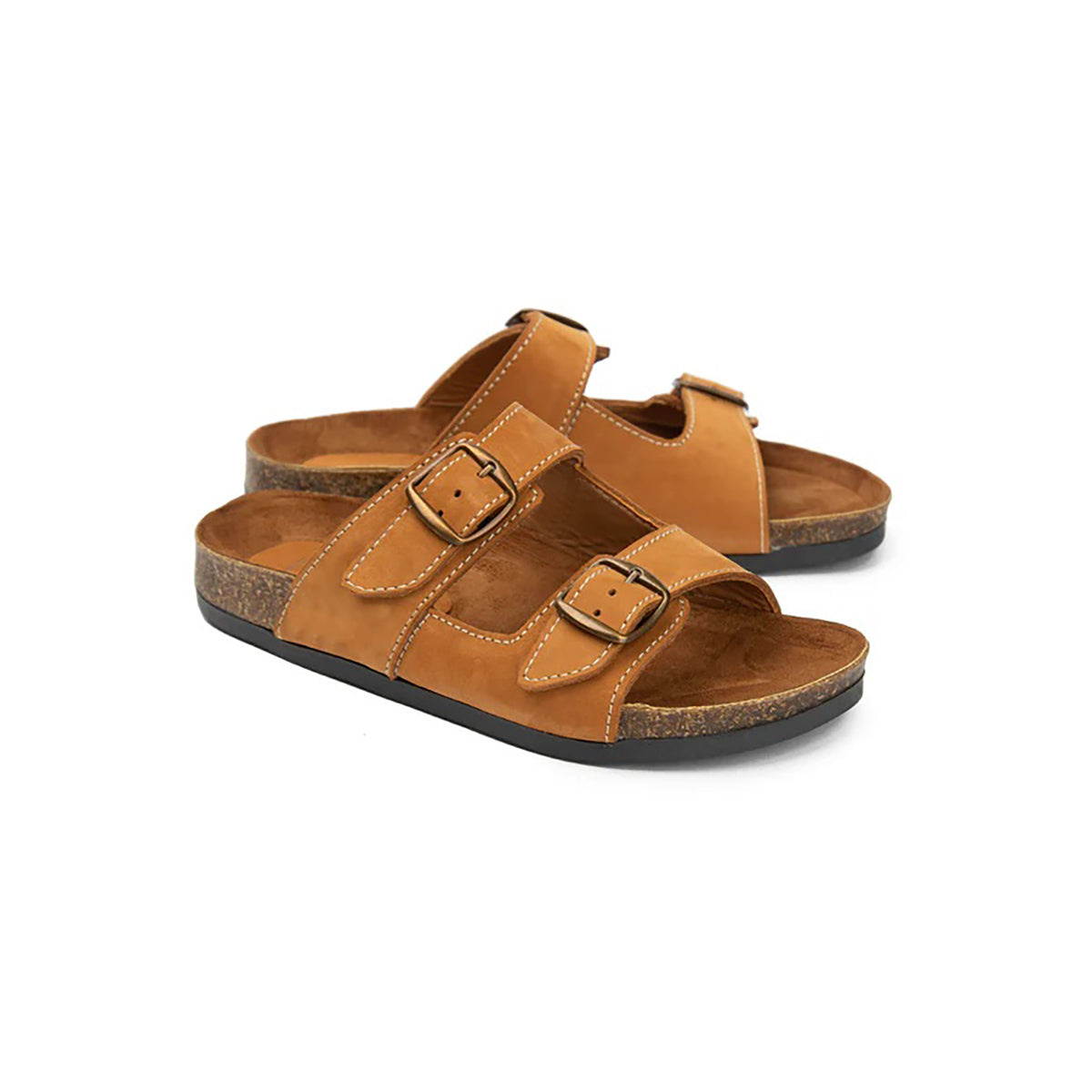 Brio - Buckle  Natural Leather Slippers