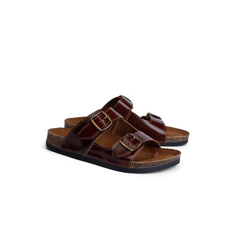 Brio - Buckle  Natural Leather Slippers