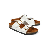 Brio - Buckle  Natural Leather Slippers