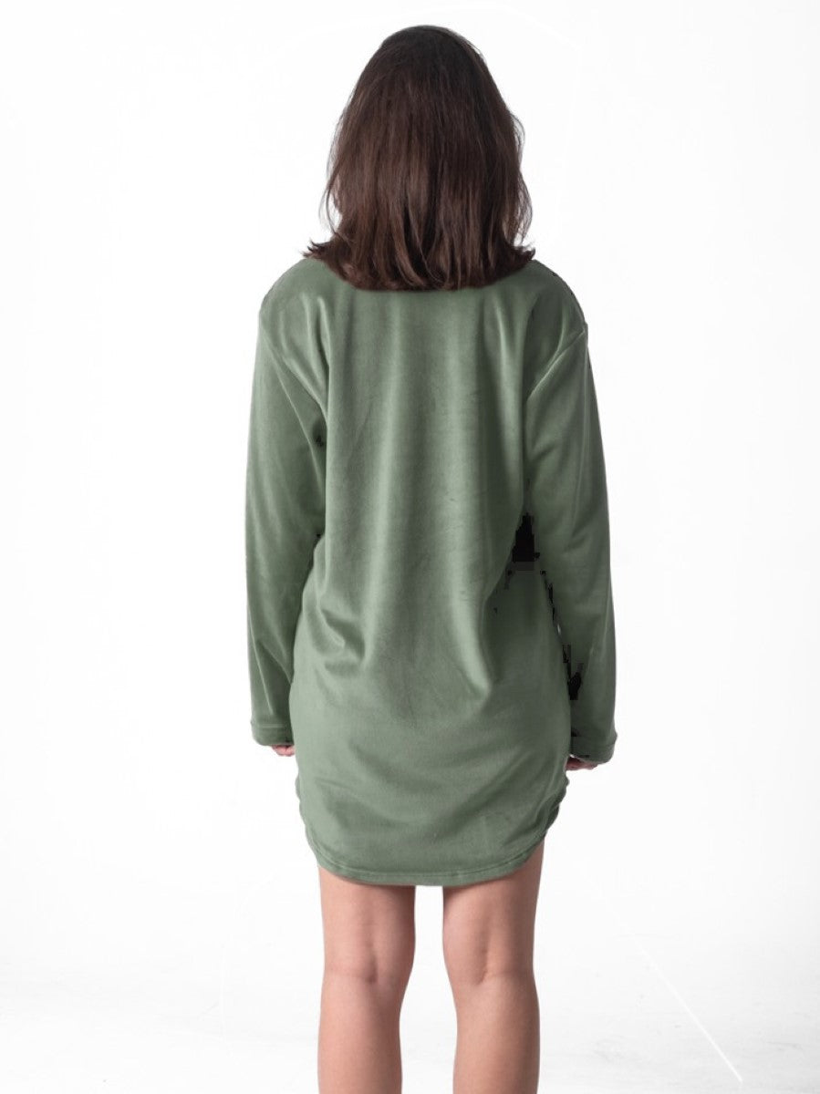 Shechick - Regular Fit Short Lounge Dress Army Green