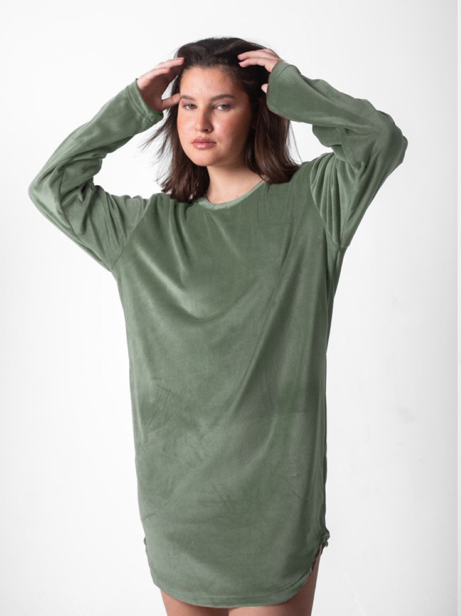 Shechick - Regular Fit Short Lounge Dress Army Green