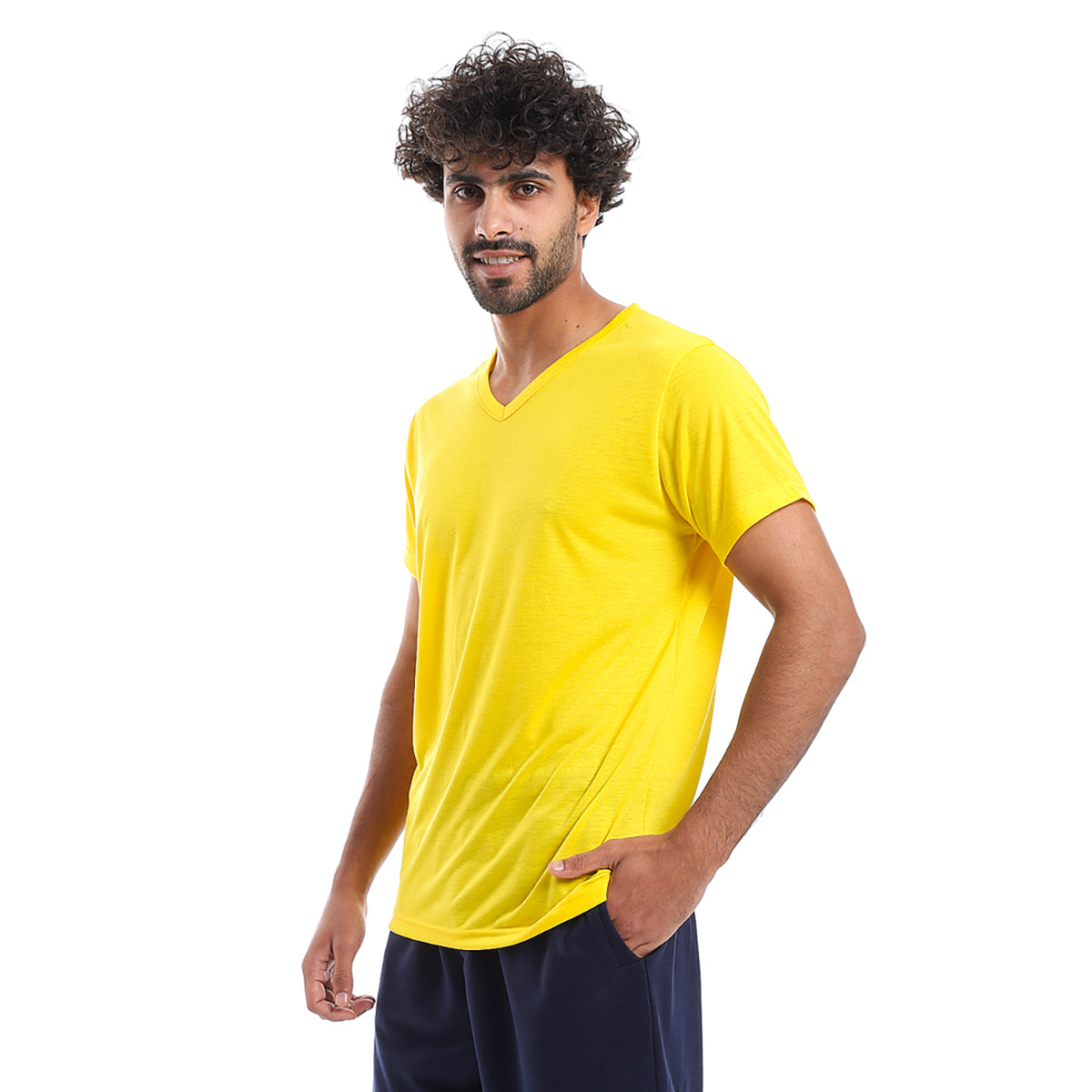 Red circle -  - Plain Pattern V Neck Slip On T-Shirt - Burgundy