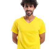 Red circle -  - Plain Pattern V Neck Slip On T-Shirt - Burgundy