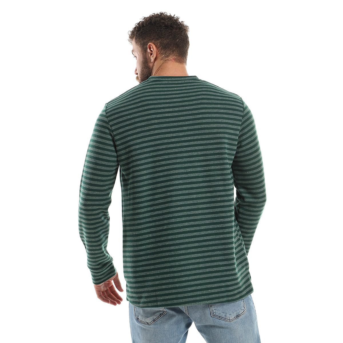 Red circle -  - V Neck Green Shades Slip On Striped Tee