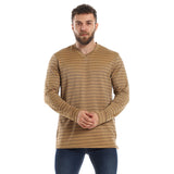 Red circle -  - Lightweight Slip On V-Neck Sweatshirt - Camel