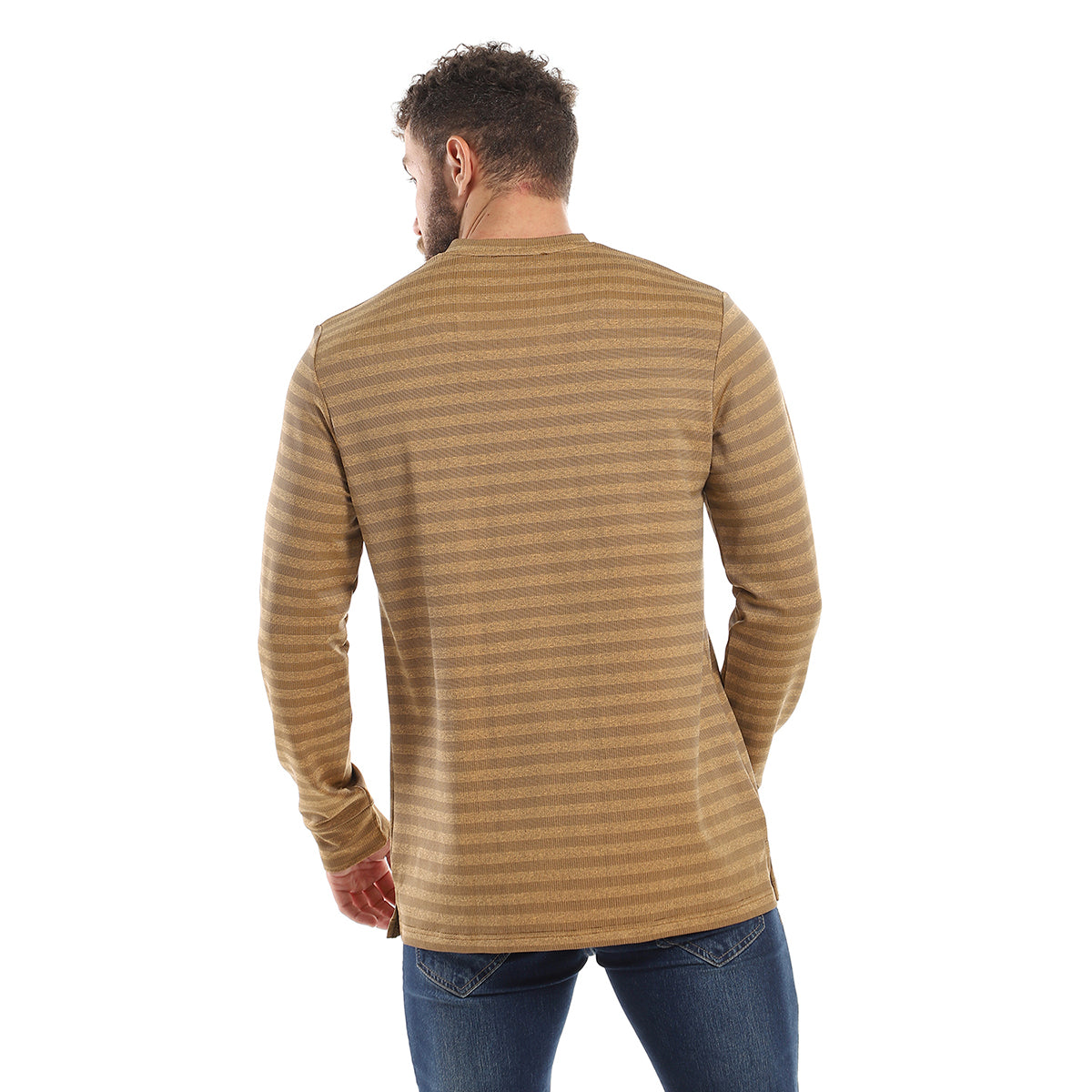 Red circle -  - Lightweight Slip On V-Neck Sweatshirt - Camel