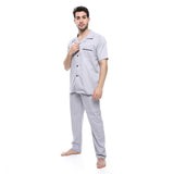 Red circle -  - Beige Turn Down Collar Elastic Waist Pajama Set