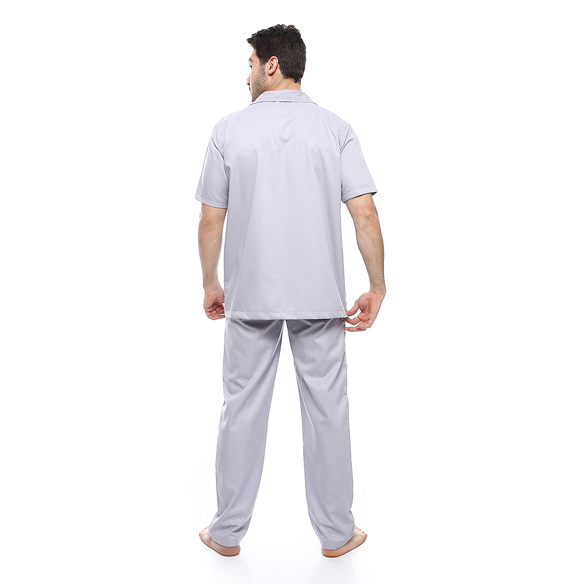Red circle -  - Beige Turn Down Collar Elastic Waist Pajama Set