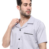 Red circle -  - Beige Turn Down Collar Elastic Waist Pajama Set