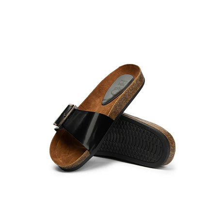 Brio - Buckle  Natural Leather Slippers
