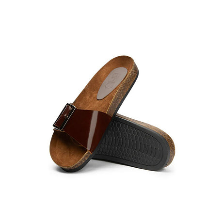 Brio - Buckle  Natural Leather Slippers