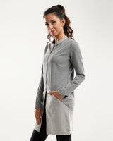 Heather Grey Shades Zipped Long Sweatshirt With Front Pockets