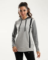 Front Patched Black Line Heather Grey Sportive Hoodie
