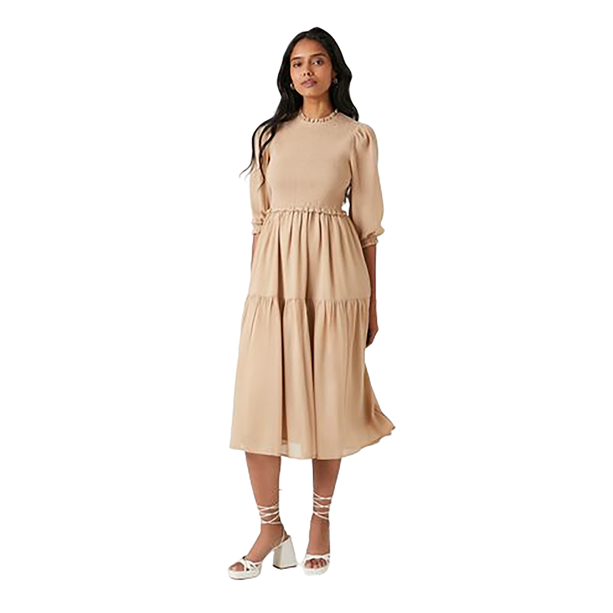 Forever 21 - Smocked Chiffon Peasant-Sleeve Dress - Sold by FIG