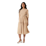Forever 21 - Smocked Chiffon Peasant-Sleeve Dress - Sold by FIG