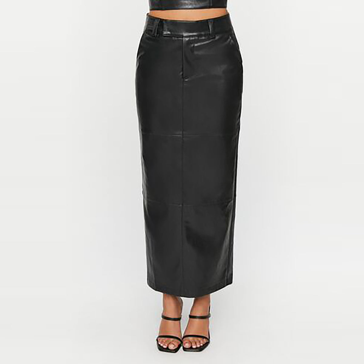 Forever 21 - Faux Leather Slit Midi Skirt - Sold by FIG