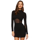 Forever 21 - Mesh Panel Long-Sleeve Mini Dress - Sold by FIG