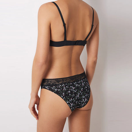 Women Secret	- Classic Cotton Panty With Flowers And Black Lace for women - sold by FIG