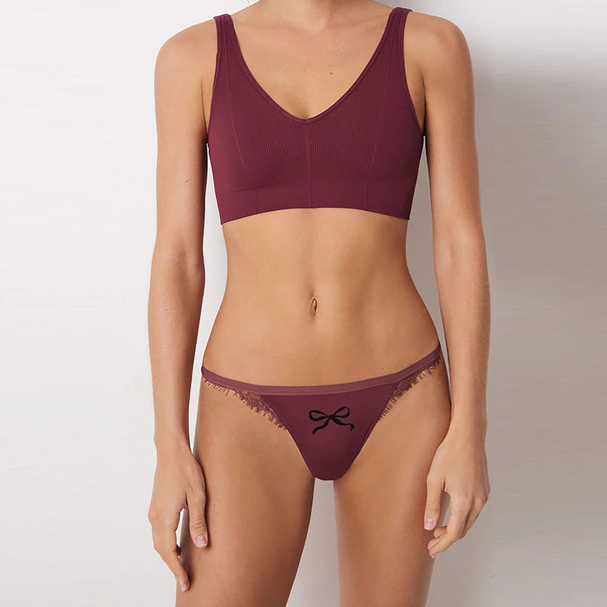 Women Secret	- Microfiber Thong With Print And Lace Strap for women - sold by FIG
