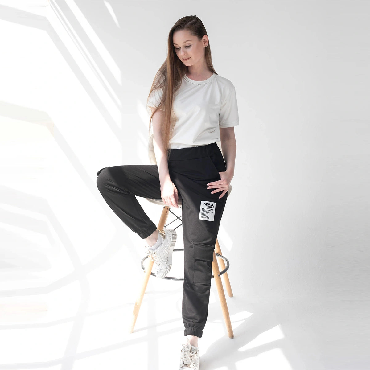 Eva Fashion - Badge Cargo Sweatpants