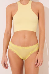 Women Secret-Yellow Brazilian pantyhose with lace detail-sold by FIG