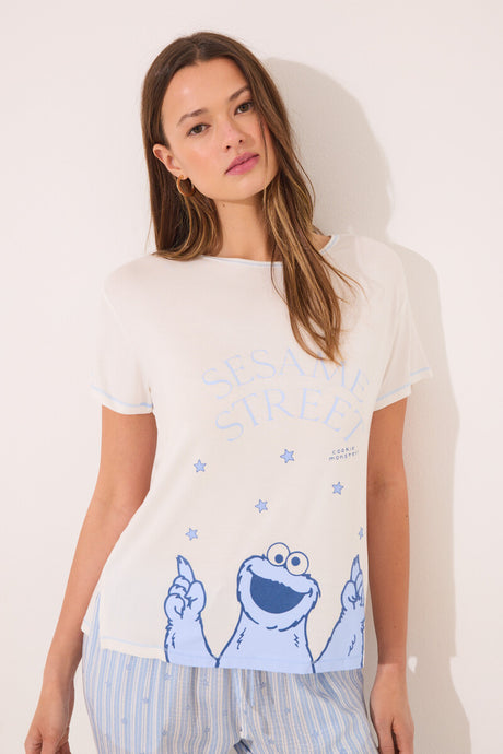 women'secret - Blue soft touch viscose pajamas "Sesame Street" - sold by FIG