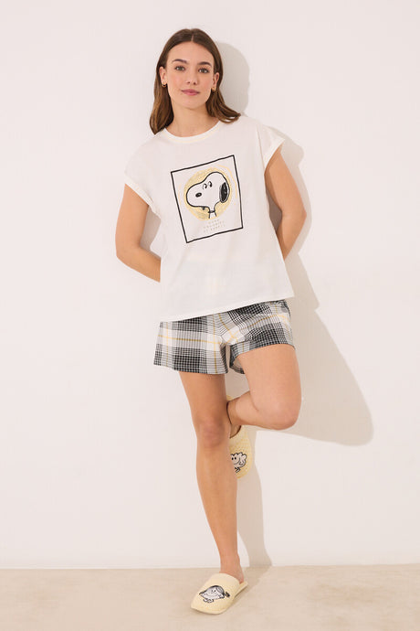 women'secret - Snoopy Cotton Plaid Short Pajamas - sold by FIG