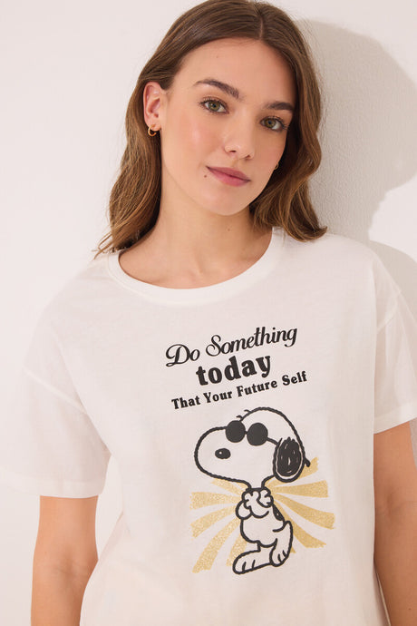 women'secret - Ivory cotton short pajamas from Snoopy - sold by FIG