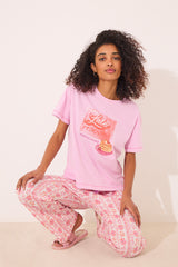Women Secret-Short sleeve pink 100% cotton t-shirt- sold by FIG