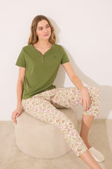women'secret - Short sleeve t-shirt 100% cotton green color - sold by FIG