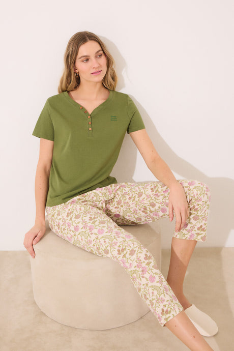 women'secret - Short sleeve t-shirt 100% cotton green color - sold by FIG