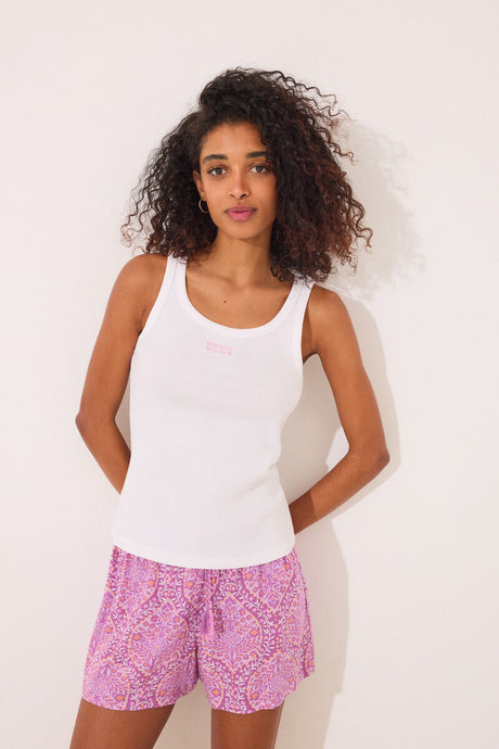 Women Secret-White ribbed tank top- sold by FIG