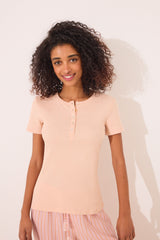 women'secret - Orange ribbed short-sleeved T-shirt - sold by FIG