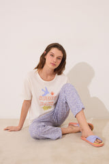 Women Secret-100% cotton capri pajamas with white flowers-sold by FIG
