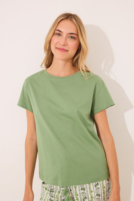 Women Secret-Short-sleeved cotton pyjamas with green print- sold by FIG