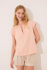 Women Secret-Short-sleeved orange checkered cotton pajamas- sold by FIG