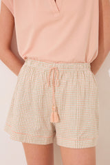 Women Secret-Short-sleeved orange checkered cotton pajamas- sold by FIG
