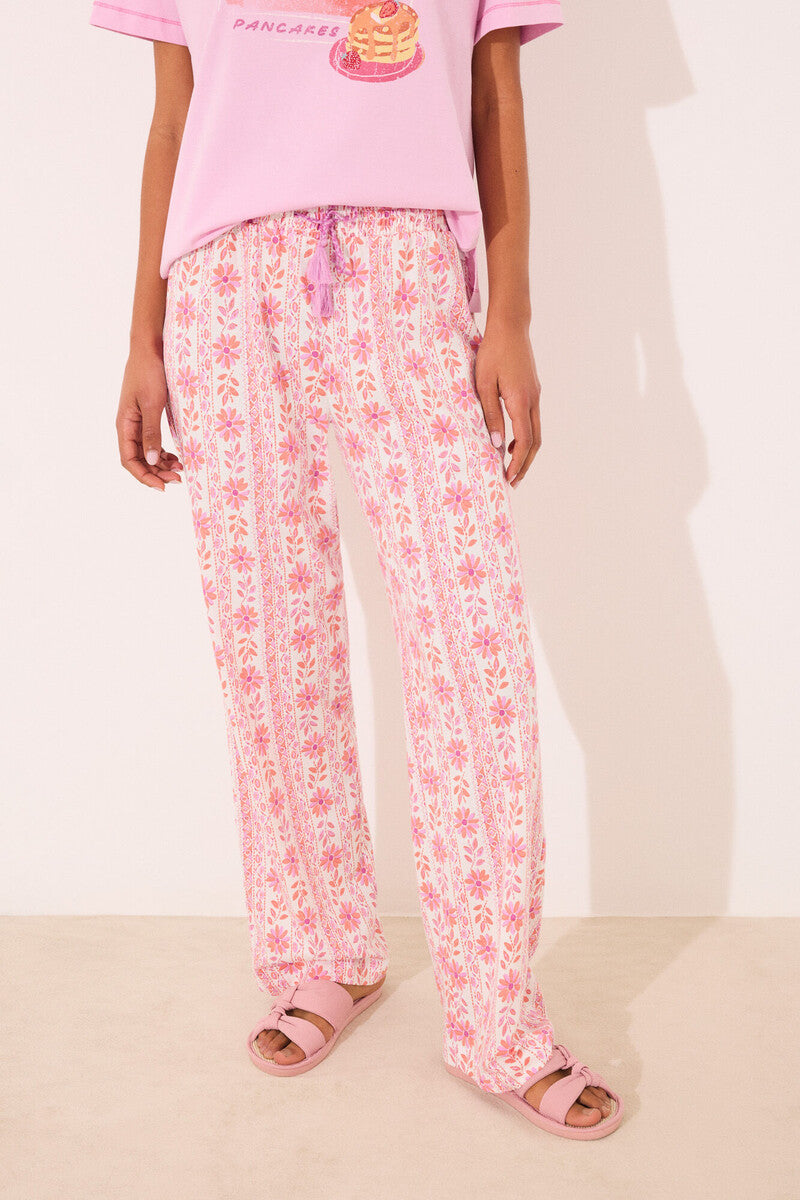 Women Secret-Long lounge pants 100% cotton flowers- sold by FIG