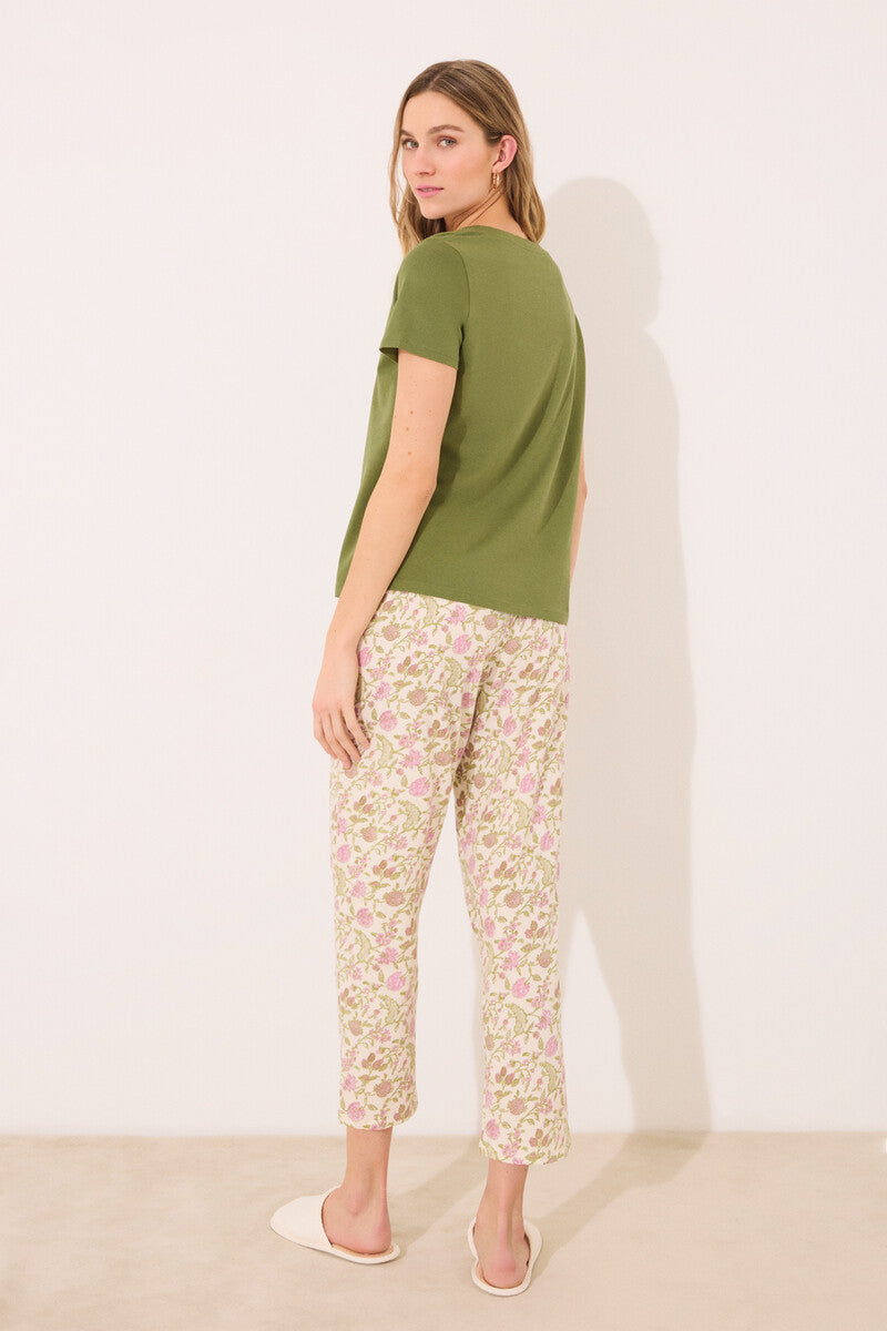 Women Secret-Long carrot pants 100% cotton flowers- sold by FIG