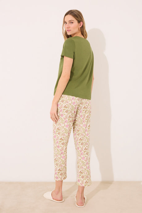 Women Secret-Long carrot pants 100% cotton flowers- sold by FIG