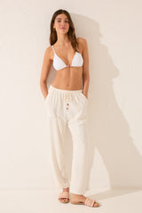 Women Secret-White linen capri pants- sold by FIG