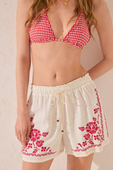 Women Secret-Embroidered white linen short- sold by FIG
