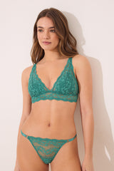Women Secret-Brazilian strappy panty with green lace-sold by FIG