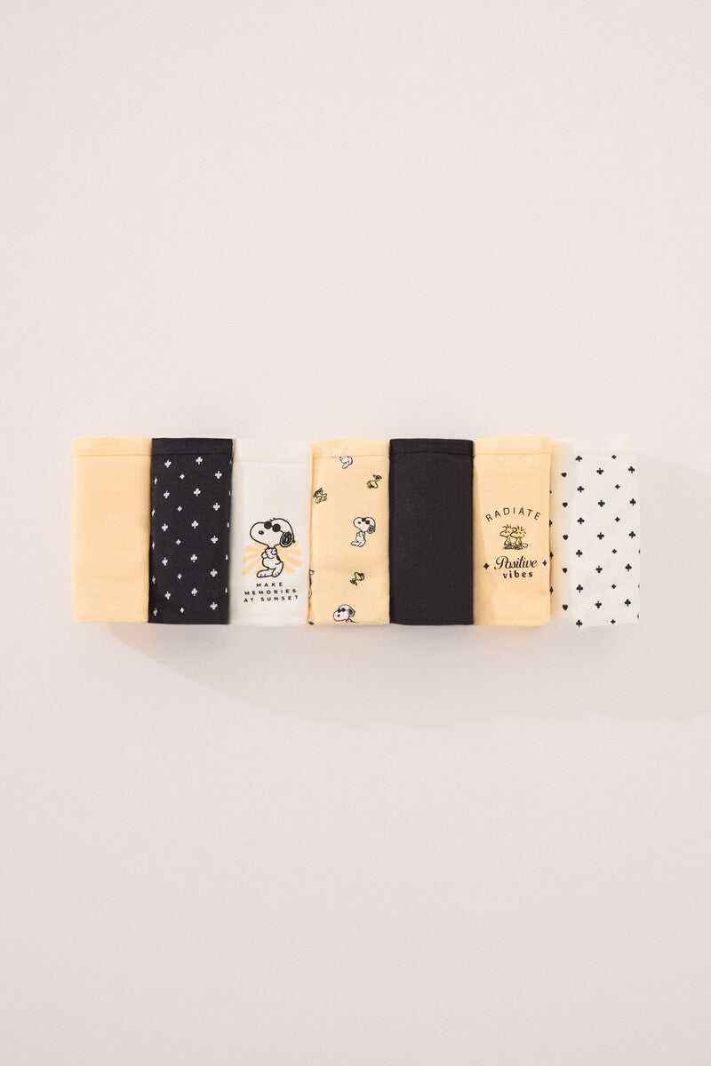Women Secret-Pack of 7 wide cotton panties with Snoopy print-sold by FIG