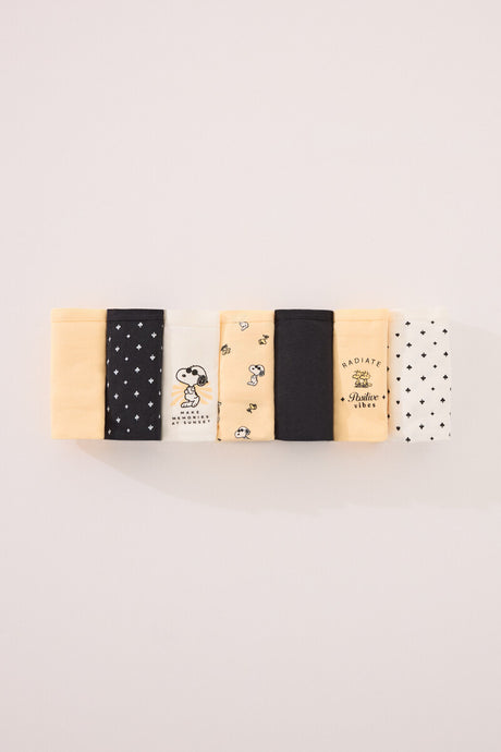 Women Secret-Pack of 7 wide cotton panties with Snoopy print-sold by FIG