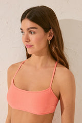 women'secret - Pleated bikini top in orange fabric - sold by FIG
